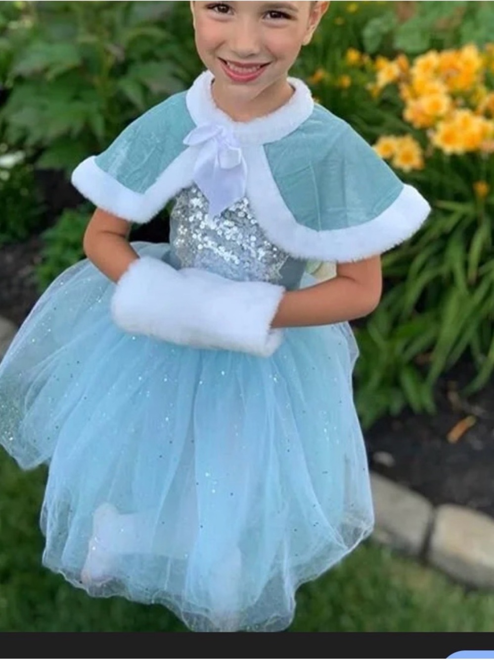 Revolution Sparkling Blue Sequin Tulle Dress with Faux Fur Capelet Dancewear